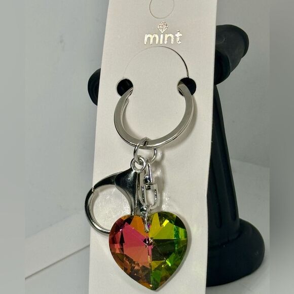 Vitriol Crystal Heart Keychain Charm -  Silver Accent - Picture 1 of 4